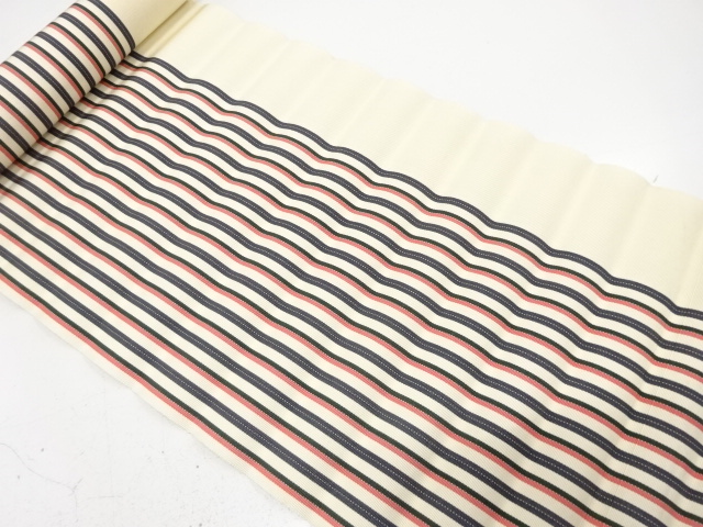 JAPANESE KIMONO / ANTIQUE BOLT FOR HASSUN OBI / WOVEN STRIPE